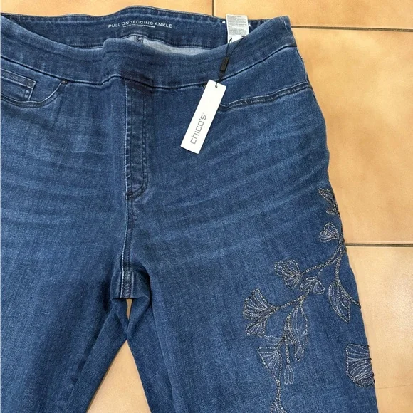 NWT Chico’s Embroidered Blue Jeans